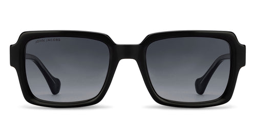 Black Rectangle Full Rim Unisex Sunglasses by John Jacobs-216874