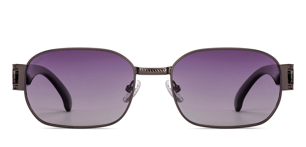 Dark Gunmetal Rectangle Full Rim Unisex Sunglasses by Vincent Chase Polarized-224457