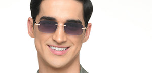 Gold Rectangle Rimless Unisex Sunglasses by Lenskart-217414