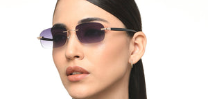 Gold Rectangle Rimless Unisex Sunglasses by Lenskart-217414