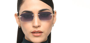 Gold Rectangle Rimless Unisex Sunglasses by Lenskart-217414
