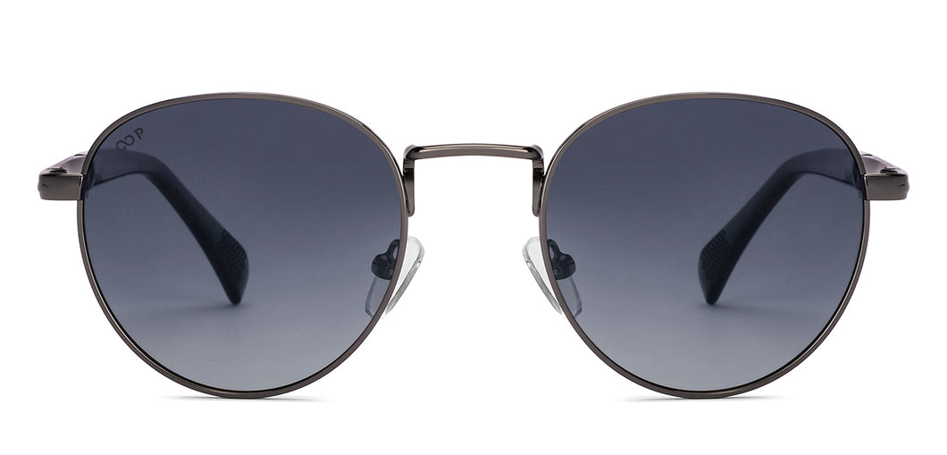 Gunmetal Round Full Rim Unisex Sunglasses by Vincent Chase Polarized-229023