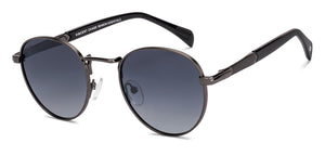 Gunmetal Round Full Rim Unisex Sunglasses by Vincent Chase Polarized-229023