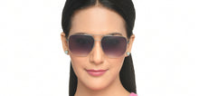 Load image into Gallery viewer, Gunmetal Geometric Half Rim Unisex Sunglasses by Vincent Chase-216015