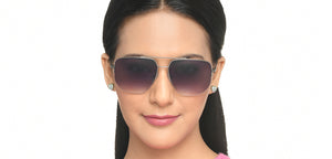 Gunmetal Geometric Half Rim Unisex Sunglasses by Vincent Chase-216015