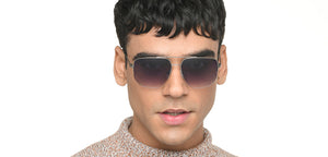 Gunmetal Geometric Half Rim Unisex Sunglasses by Vincent Chase-216015