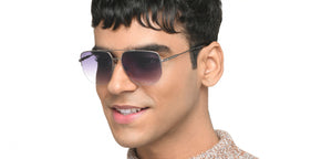 Gunmetal Geometric Half Rim Unisex Sunglasses by Vincent Chase-216015