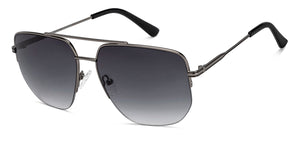 Gunmetal Geometric Half Rim Unisex Sunglasses by Vincent Chase-216015