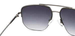 Gunmetal Geometric Half Rim Unisex Sunglasses by Vincent Chase-216015