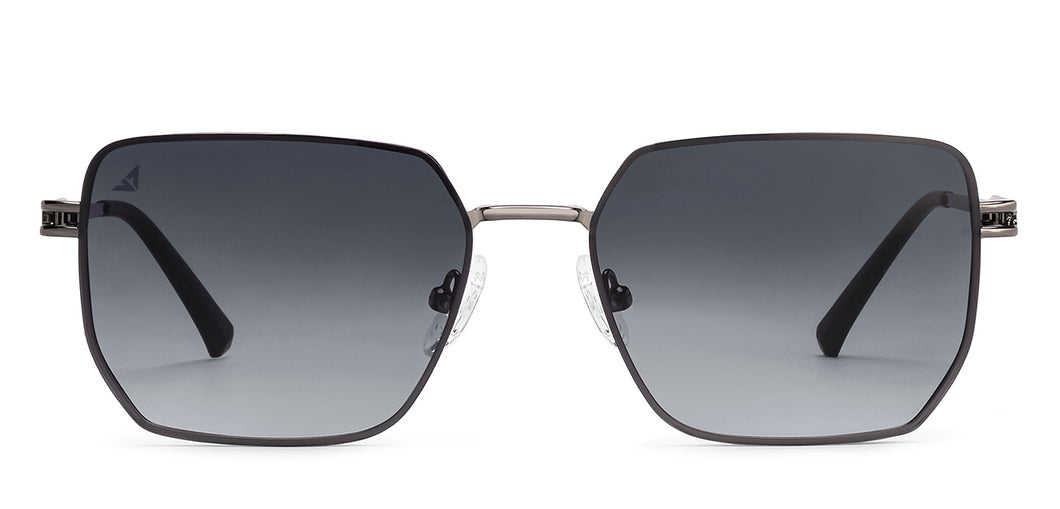 Gunmetal Rectangle/ Square Full Rim Unisex Sunglasses by Vincent Chase-216036
