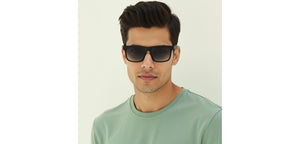 Matte Black Rectangle/ Square Full Rim Unisex Sunglasses by Vincent Chase Polarized-229563