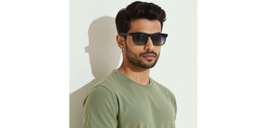 Matte Black Rectangle/ Square Full Rim Unisex Sunglasses by Vincent Chase Polarized-229563