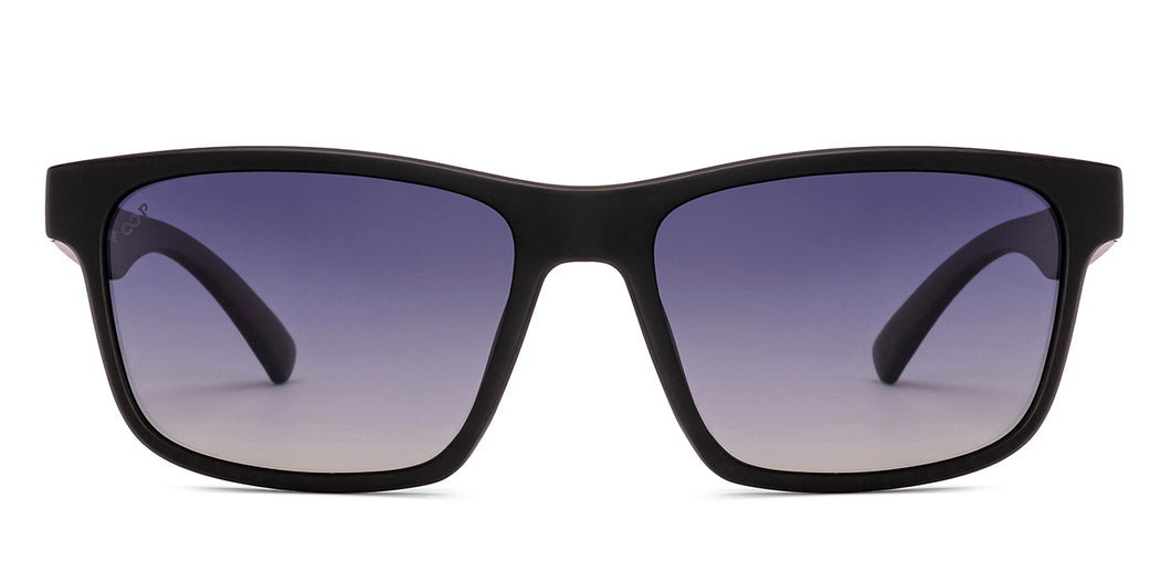 Matte Black Rectangle/ Square Full Rim Unisex Sunglasses by Vincent Chase Polarized-229563