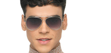 Load image into Gallery viewer, Silver Aviator Full Rim Unisex Sunglasses by John Jacobs-215592