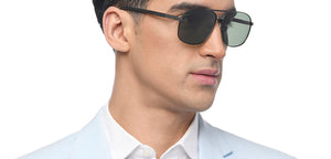 Gunmetal Rectangle Full Rim Unisex Sunglasses by John Jacobs-209961