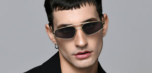 Gold Geometric Full Rim Unisex Sunglasses by Lenskart STUDIO-221955