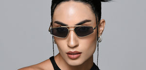 Gold Geometric Full Rim Unisex Sunglasses by Lenskart STUDIO-221955