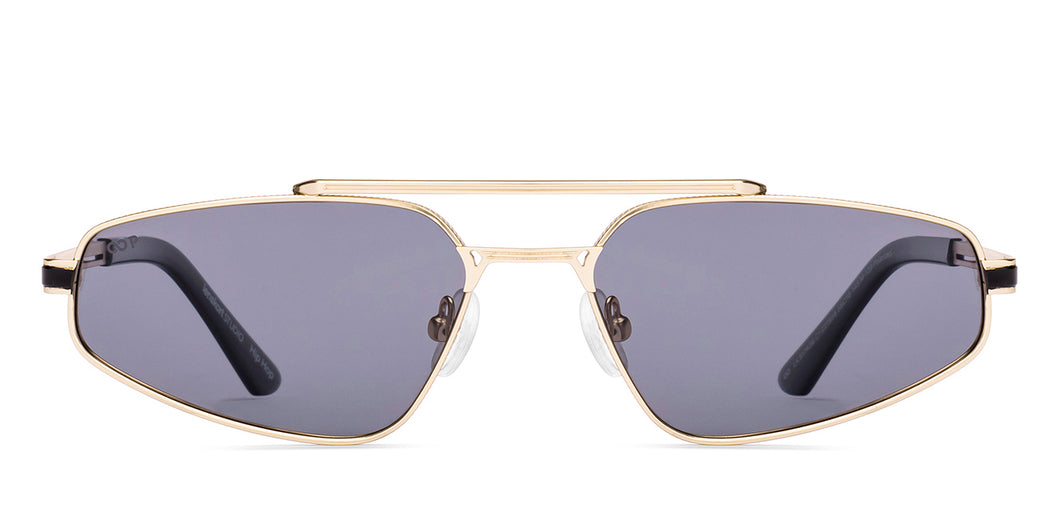 Gold Geometric Full Rim Unisex Sunglasses by Lenskart STUDIO-221955
