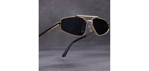 Gold Geometric Full Rim Unisex Sunglasses by Lenskart STUDIO-221955
