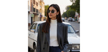 Load image into Gallery viewer, Gunmetal Geometric Full Rim Unisex Sunglasses by John Jacobs-222548