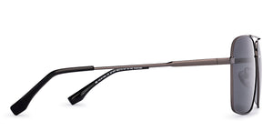 Gunmetal Rectangle Full Rim Unisex Sunglasses by Vincent Chase Polarized-221007
