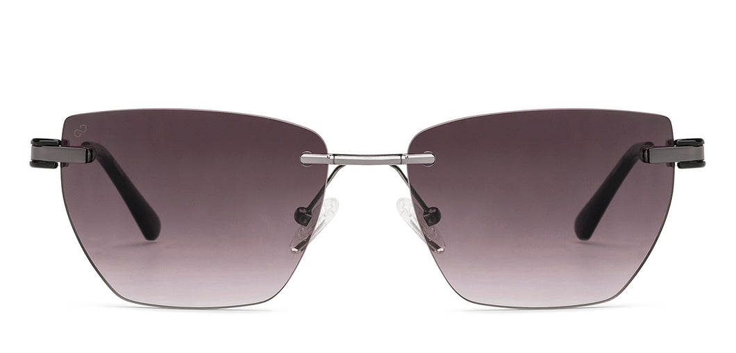 Gunmetal Rectangle/ Square Rimless Unisex Sunglasses by Vincent Chase-229192