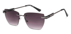 Gunmetal Rectangle/ Square Rimless Unisex Sunglasses by Vincent Chase-229192
