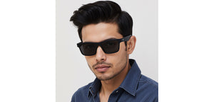 Matte Black Rectangle/ Square Full Rim Unisex Sunglasses by Vincent Chase Polarized-229564