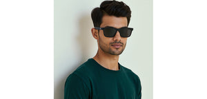 Matte Black Rectangle/ Square Full Rim Unisex Sunglasses by Vincent Chase Polarized-229564