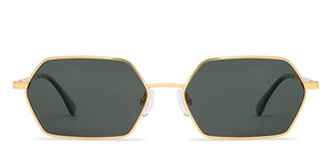 Gold Geometric Full Rim Unisex Sunglasses by Lenskart-232001