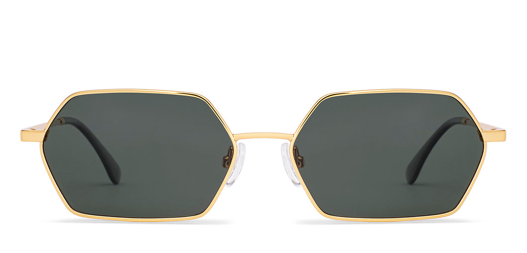 Gold Geometric Full Rim Unisex Sunglasses by Lenskart-232001