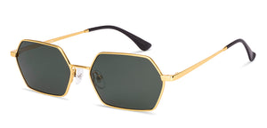 Gold Geometric Full Rim Unisex Sunglasses by Lenskart-232001