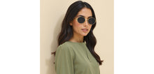 Load image into Gallery viewer, Gold Oval Full Rim Unisex Sunglasses by Lenskart-232014