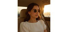 Load image into Gallery viewer, Gold Oval Full Rim Unisex Sunglasses by Lenskart-232014