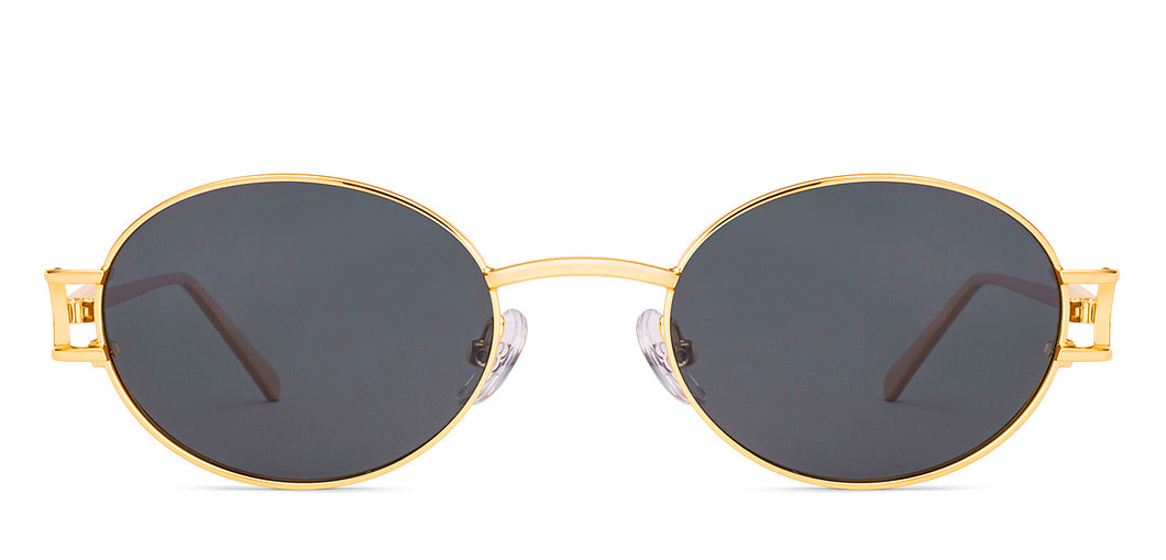 Gold Oval Full Rim Unisex Sunglasses by Lenskart-232014