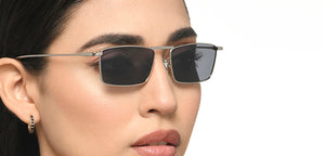 Silver Rectangle/ Square Full Rim Unisex Sunglasses by Vincent Chase Polarized-213223