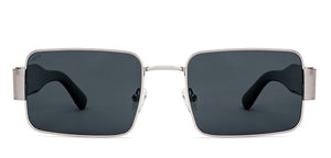 Silver Rectangle Full Rim Unisex Sunglasses by Lenskart-222742