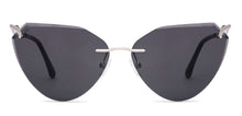 Load image into Gallery viewer, Silver Cat Eye Rimless Unisex Sunglasses by Lenskart-228470
