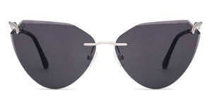 Silver Cat Eye Rimless Unisex Sunglasses by Lenskart-228470