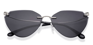 Silver Cat Eye Rimless Unisex Sunglasses by Lenskart-228470