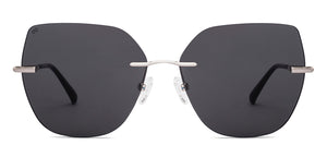 Silver Cat Eye Rimless Unisex Sunglasses by Lenskart-228474