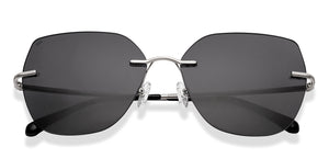 Silver Cat Eye Rimless Unisex Sunglasses by Lenskart-228474
