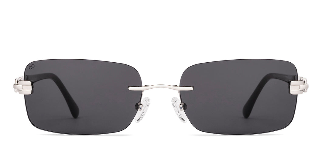 Silver Rectangle Rimless Unisex Sunglasses by Lenskart-228468