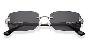 Silver Rectangle Rimless Unisex Sunglasses by Lenskart-228468