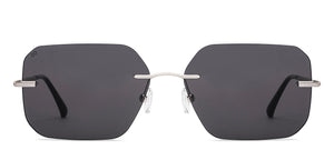Silver Rectangle Rimless Unisex Sunglasses by Lenskart-228476