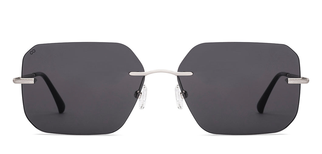 Silver Rectangle Rimless Unisex Sunglasses by Lenskart-228476