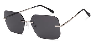 Silver Rectangle Rimless Unisex Sunglasses by Lenskart-228476