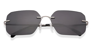 Silver Rectangle Rimless Unisex Sunglasses by Lenskart-228476
