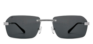 Silver Rectangle Rimless Unisex Sunglasses by Lenskart-222750