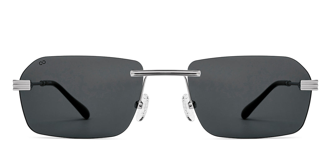 Silver Rectangle Rimless Unisex Sunglasses by Lenskart-222750